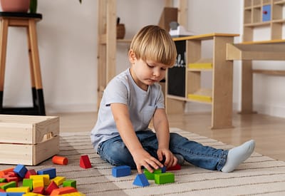 kid playing with toy